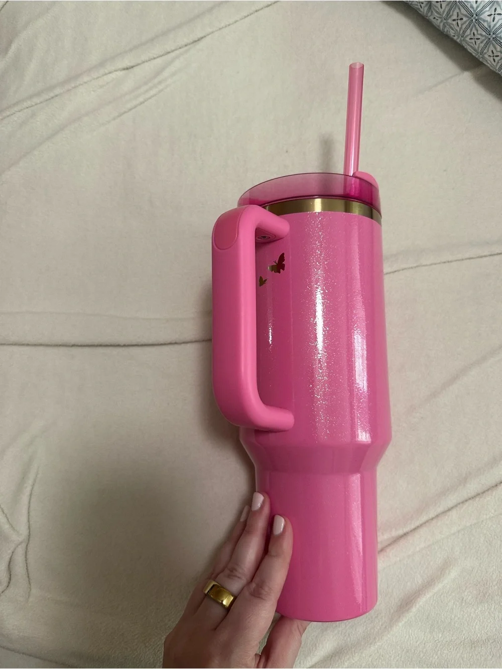 Stanley x Wicked Glinda Pink Glitter Tumbler and Straw - Picture 2 of 6